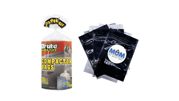 Super Tuff Compactor Trash Bags, 20 Gallon - 1 pack - 20 count per pack - plus 3 My Outlet Mall Resealable Storage Pouches