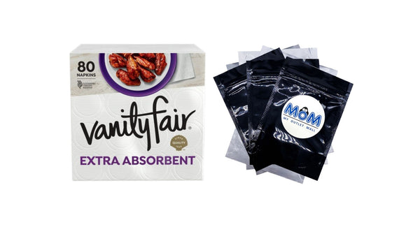 Extra Absorbent Paper Napkins, White, Soft and Strong Disposable Napkins - 1 pack - 80 Count per pack - plus 3 My Outlet Mall Resealable Storage Pouches