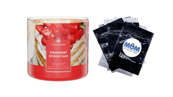 Strawberry Sponge Cake Scented 3-Wick Jar Candle - 1 pack - 14.5 oz per pack - plus 3 My Outlet Mall Resealable Storage Pouches