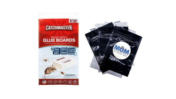 Mouse & Insect Solid Glue Board Traps Ready and Safe to Use Indoors - 1 pack - 4 Count - plus 3 My Outlet Mall Resealable Storage Pouches