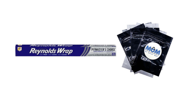Wrap Pitmaster’s Choice Aluminum Foil, 18 Inch Width, 37.5 square feet  - 1 pack - plus 3 My Outlet Mall Resealable Storage Pouches