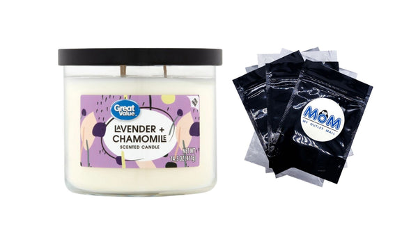 Lavender & Chamomile Scented Candle - 1 pack - 14 oz per pack - plus 3 My Outlet Mall Resealable Storage Pouches