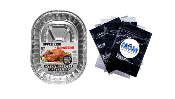 Super King Aluminum Foil Extra Deep Oval Roaster Pan - 1 pack - plus 3 My Outlet Mall Resealable Storage Pouches