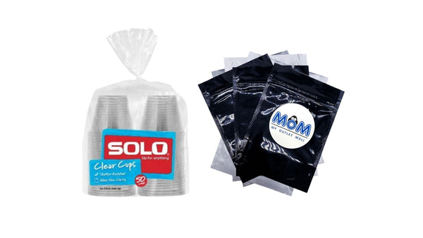Party Disposable Plastic Cups, Clear, 9 oz - 1 pack - 50 Count per pack - plus 3 My Outlet Mall Resealable Storage Pouches