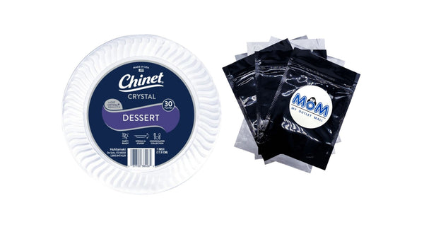 Crystal Premium Plastic Dessert Plates, Clear, 7” - 1 pack - 30 Count per pack - plus 3 My Outlet Mall Resealable Storage Pouches