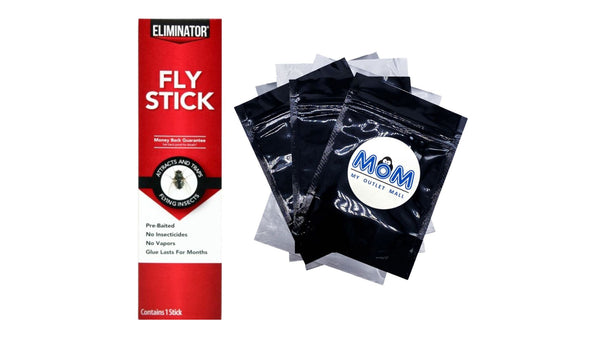 Fly Stick Traps for Catching Flies and Other Flying Insects - 1 pack - plus 3 My Outlet Mall Resealable Storage Pouches