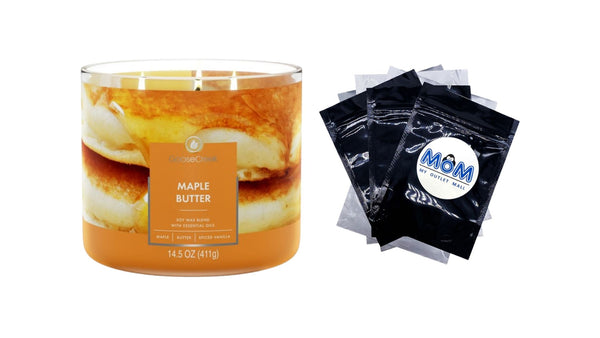 Maple Butter Scented 3-Wick Jar Candle - 1 pack - 14.5 oz per pack - plus 3 My Outlet Mall Resealable Storage Pouches
