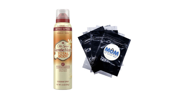 Whole Body Deodorant for Men, Total Body Aluminum Free Spray, Vanilla + Shea - 1 pack - 3 oz per pack - plus 3 My Outlet Mall Resealable Storage Pouches
