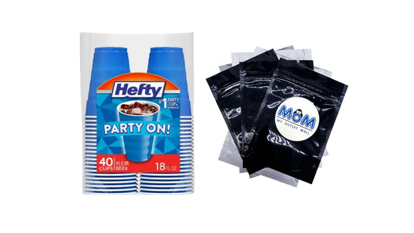 Party On Disposable Plastic Cups, Marine Blue, 18 oz - 1 pack - 40 Count per pack - plus 3 My Outlet Mall Resealable Storage Pouches