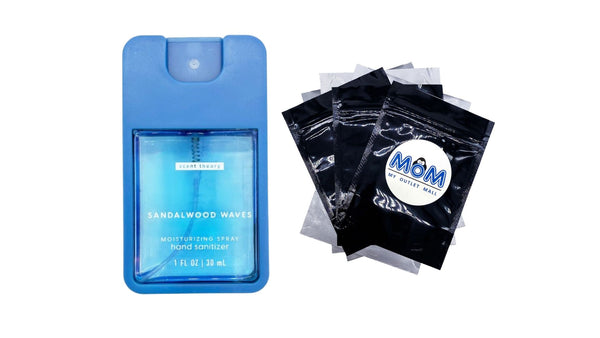 Hand Sanitizer Spray, Sandalwood Waves - 1 pack - 1fl oz per pack - plus 3 My Outlet Mall Resealable Storage Pouches