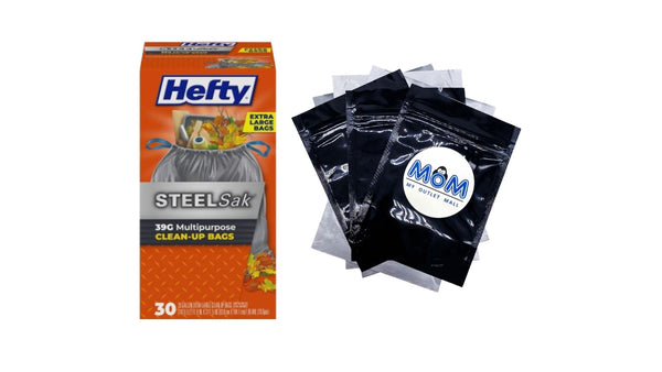 Steelsak Heavy Duty Large Trash Bags, Gray, Unscented, 39 gallon - 1 pack - 30 count per pack - plus 3 My Outlet Mall Resealable Storage Pouches