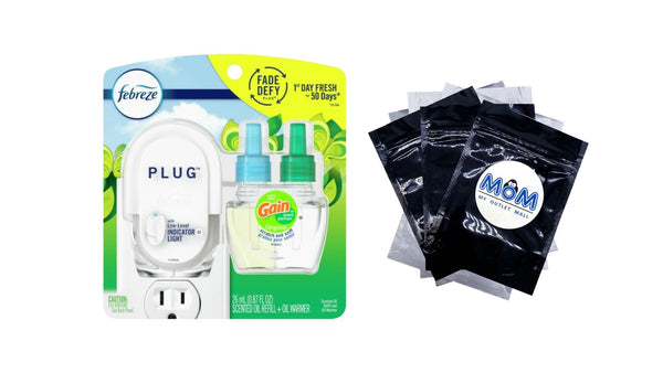 Plug In Air Freshener, Odor-Fighting Oil Kit, Gain Scent, Warmer + 1 Refill - 1 pack - plus 3 My Outlet Mall Resealable Storage Pouches