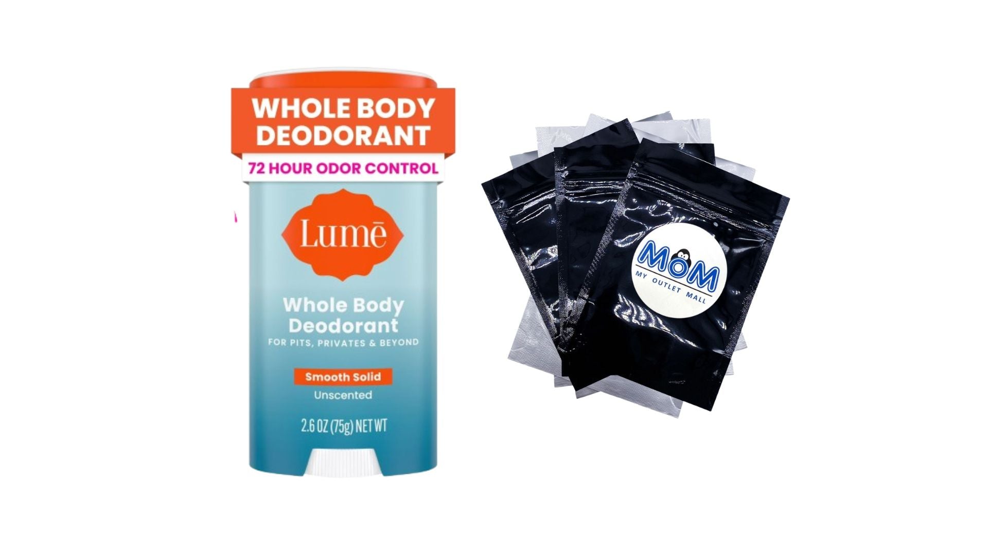 Whole Body Women's Deodorant Smooth Solid Stick Aluminum Free, Unscented - 1 pack - 2.6 oz per pack - plus 3 My Outlet Mall Resealable Storage Pouches