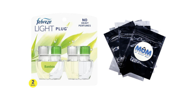 Plug In Air Freshener, Odor-Fighting Scented Oil Refill, Light Bamboo Scent, 2 Refills - 1 pack - plus 3 My Outlet Mall Resealable Storage Pouches