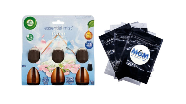 Essential Mist Refill, Linen & Petals, Air Freshener, Essential Oils 3 count - 1 pack - plus 3 My Outlet Mall Resealable Storage Pouches