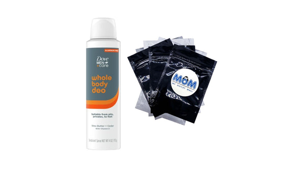 Men +Care Whole Body Deodorant Spray for Men Shea Butter & Cedar - 1 pack - 4 oz per pack - plus 3 My Outlet Mall Resealable Storage Pouches