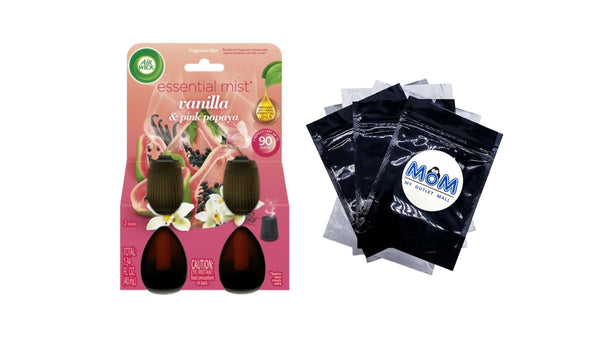 Essential Mist Refill, Air Freshener, Vanilla & Pink Papaya, 2 Count - 1 pack - plus 3 My Outlet Mall Resealable Storage Pouches