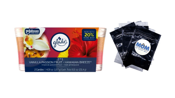 2in1 Single Wick Candles, Hawaiian Breeze + Vanilla Passionfruit, 2 Candles - 1 pack - plus 3 My Outlet Mall Resealable Storage Pouches