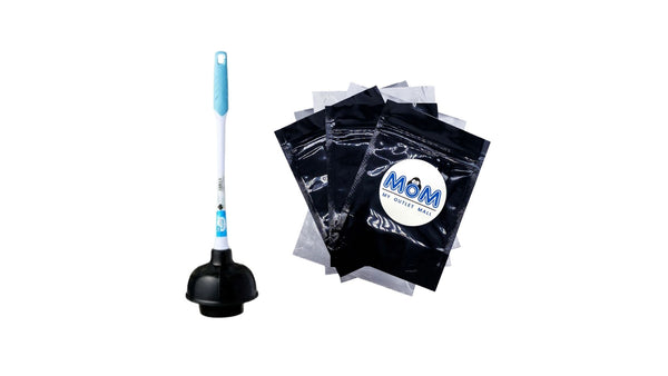 Deluxe Toilet Plunger with 16-in Ergonomic Plastic Handle - 1 pack - plus 3 My Outlet Mall Resealable Storage Pouches
