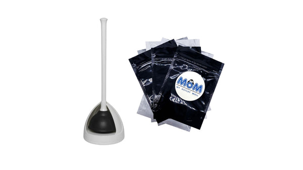 Toilet Plunger Drain Plunger with White Twist Caddy Storage Holder - 1 pack - plus 3 My Outlet Mall Resealable Storage Pouches