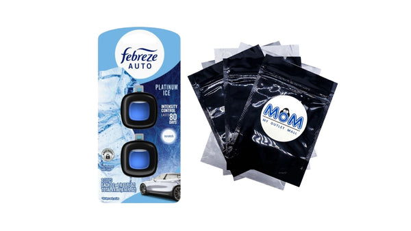 Auto Car Air Freshener, Odor-Fighting Car Vent Clip, Platinum Ice, 2 Count - 1 pack - plus 3 My Outlet Mall Resealable Storage Pouches