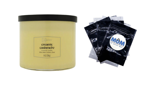 Textured Wrapped Candle Creamy Cashmere - 1 pack - 14 oz per pack - plus 3 My Outlet Mall Resealable Storage Pouches