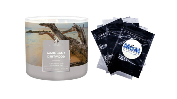 Mahogany Driftwood Scented 3 Wick Jar Candle - 1 pack - 14.5 oz per pack - plus 3 My Outlet Mall Resealable Storage Pouches