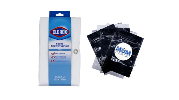 Waterproof Fabric Shower Curtain, Durable Fabric, Weighted Magnets - 72" x 72", White - 1 pack - plus 3 My Outlet Mall Resealable Storage Pouches