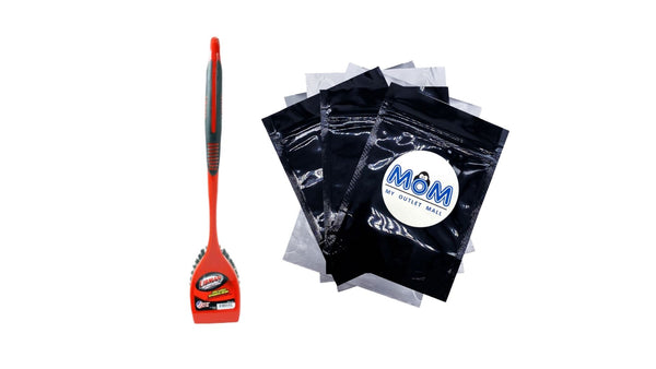 Long Handle Utility Scrub Brush Red Black Polypropylene Handle 3.75 in. Width - 1 pack - plus 3 My Outlet Mall Resealable Storage Pouches
