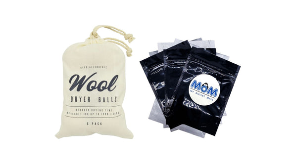 Wool Dryer Balls, 2.75" Each Dryer Ball - 1 pack - 6 Count - plus 3 My Outlet Mall Resealable Storage Pouches