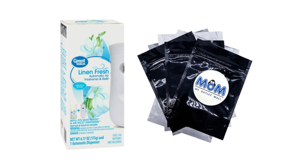 Automatic Air Freshener Spray Kit w/1 Refill Included, Linen Fresh - 1 pack - plus 3 My Outlet Mall Resealable Storage Pouches