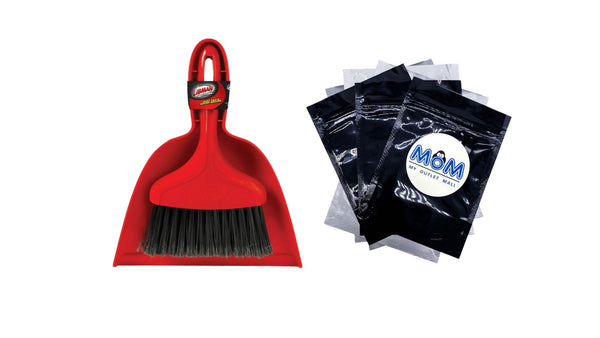Whisk Broom & Dustpan Red Polypropylene with Black Fibers - 1 pack - plus 3 My Outlet Mall Resealable Storage Pouches