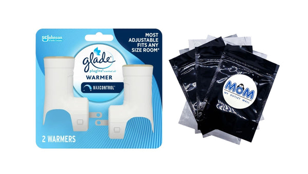 Plug-ins Air Freshener Warmer, Holds Essential Oil Infused Wall Plug In Refill, 2 warmers - 1 pack - plus 3 My Outlet Mall Resealable Storage Pouches