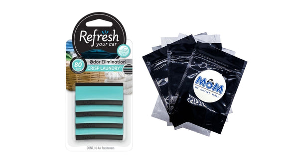 Contour Vent Stick Car Air Freshener Crisp Laundry Scent, 4 Count - 1 pack - plus 3 My Outlet Mall Resealable Storage Pouches