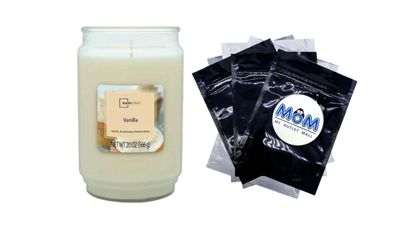 Vanilla Scented Single-Wick Large Glass Jar Candle - 1 pack - 20 oz per pack - plus 3 My Outlet Mall Resealable Storage Pouches