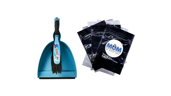 Plastic Dust Broom & Pan, Blue - 1 pack - plus 3 My Outlet Mall Resealable Storage Pouches