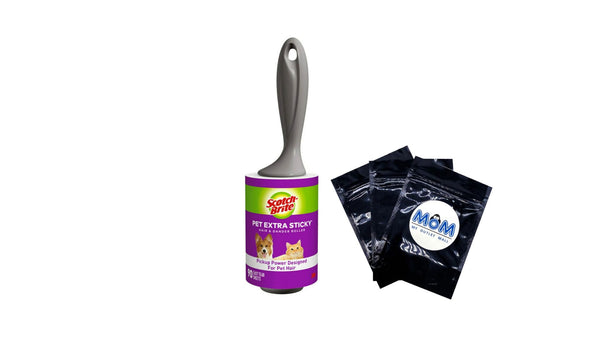 Extra Sticky Pet Lint roller - 1 Pack - 90 sheets per Roller - plus 3 My Outlet Mall Resealable Storage Pouches