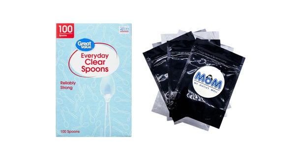 Plastic Everyday Clear Spoons - 1 pack - 100 Count per pack - plus 3 My Outlet Mall Resealable Storage Pouches