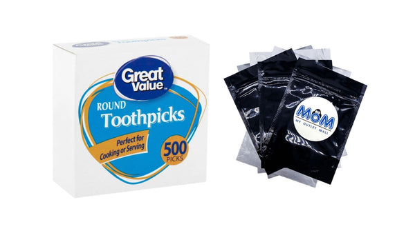 Round Toothpicks - 1 pack - 500 Count per pack - plus 3 My Outlet Mall Resealable Storage Pouches