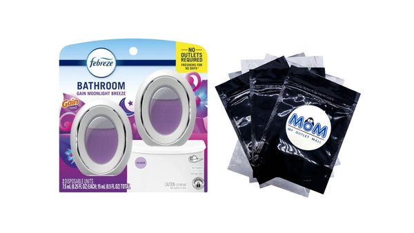 Bathroom Air Freshener, Small Spaces Odor-Fighting, Gain Moonlight Breeze, 2 Count - 1 pack - plus 3 My Outlet Mall Resealable Storage Pouches