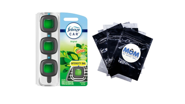 Car Air Freshener, Odor-Fighting Car Vent Clip, Gain Original, 3 Count - 1 pack - plus 3 My Outlet Mall Resealable Storage Pouches