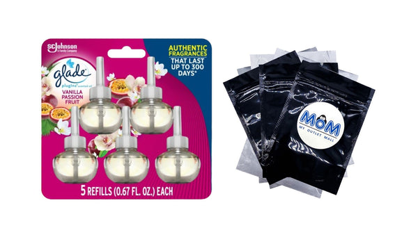 Plug-ins Scented Oil, Vanilla Passion Fruit, Infused with Essential Oils - 1 pack - plus 3 My Outlet Mall Resealable Storage Pouches