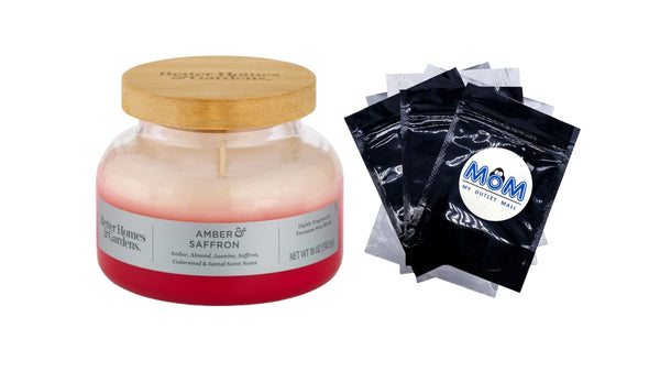 Amber and Saffron Scented 2-Wick Ombre Bell Jar Candle - 1 pack - 18 oz per pack - plus 3 My Outlet Mall Resealable Storage Pouches