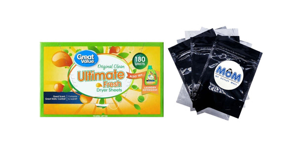 Ultimate Fresh Dryer Sheets, Original Clean, Compare to Gain - 1 pack - 180 Count - plus 3 My Outlet Mall Resealable Storage Pouches