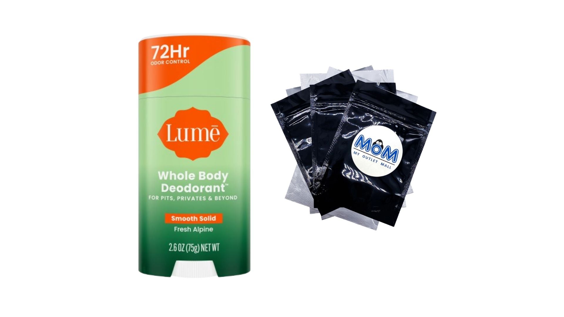 Whole Body Women’s Deodorant Smooth Solid Stick Aluminum-Free, Fresh Alpine Scent - 1 pack - 2.6 oz per pack - plus 3 My Outlet Mall Resealable Storage Pouches