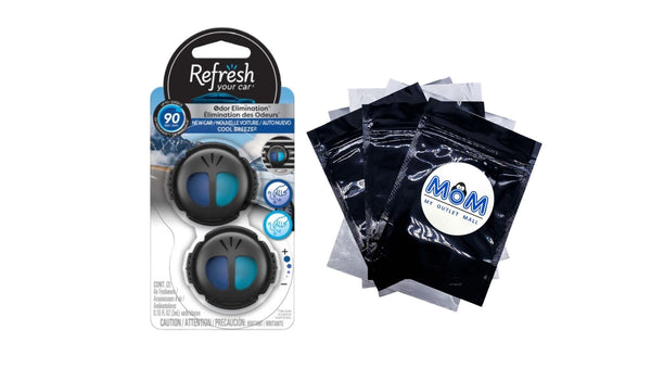 Mini Diffuser Car Air Fresheners, Lightning Bolt / Ice Storm Scent, 2 Count - 1 pack - plus 3 My Outlet Mall Resealable Storage Pouches