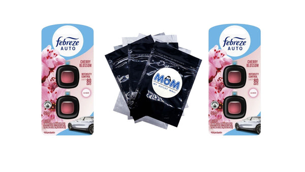 Auto Air Freshener Vent Clip Cherry Blossom Scent, 2 Count - 2 packs - plus 3 My Outlet Mall Resealable Storage Pouches