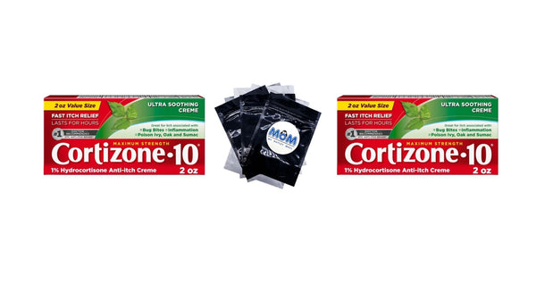 Maximum Strength 1% Hydrocortisone Ultra Moisturizing Anti-Itch Cream - 2 packs - 2 oz per pack - plus 3 My Outlet Mall Resealable Storage Pouches