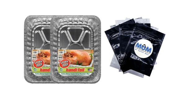 Extra Deep Aluminum Super King Roaster Pan, 17.13"x12.63"x4.25" - 2 packs - plus 3 My Outlet Mall Resealable Storage Pouches