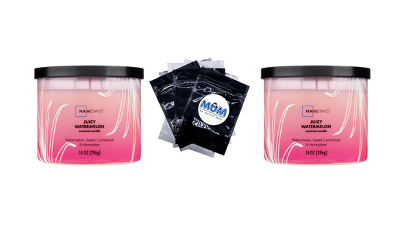 3-Wick Ombre Wrap Juicy Watermelon Candle - 2 packs - 14 oz per pack - plus 3 My Outlet Mall Resealable Storage Pouches